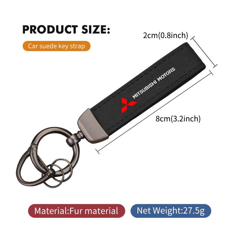 Car Keychain Suede Leather Lanyard Key Chain Acesssories For Mitsubishi Outlander Lancer Cross Colt Xpander Mirage Attrage WJ4