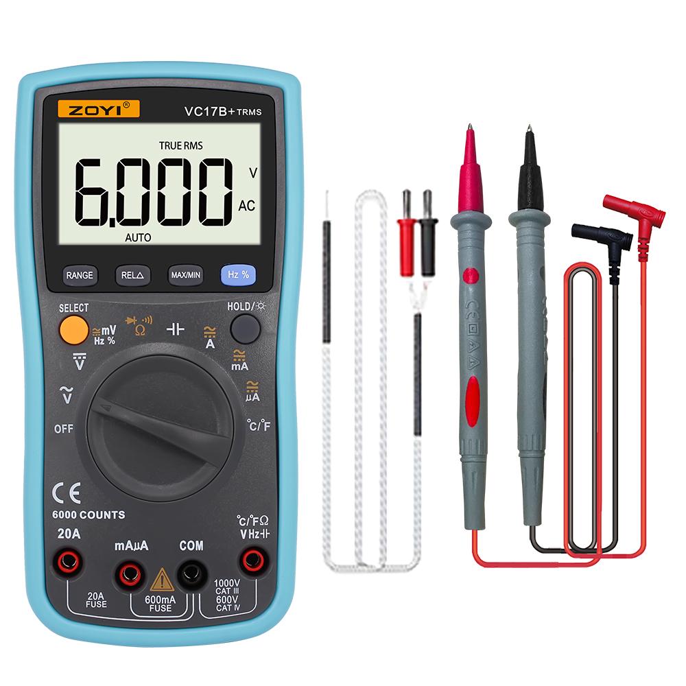 

Цифровий мультиметр ZOYI VC17B+ 6000 відліків Мультиметр Мультитестер Цифровий Професійний Тестер Транзисторів Конденсаторів lcr esrmeter синій
