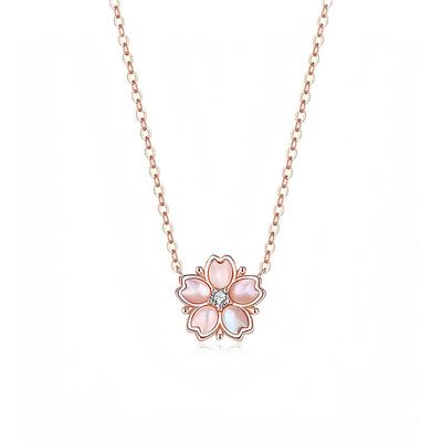 Cherry Blossom Necklace for Pink Blossoms Are In Full Silver Flower Pendant High School Birthday Gift for Popular [FH.bird] Women, Popular, Gold,