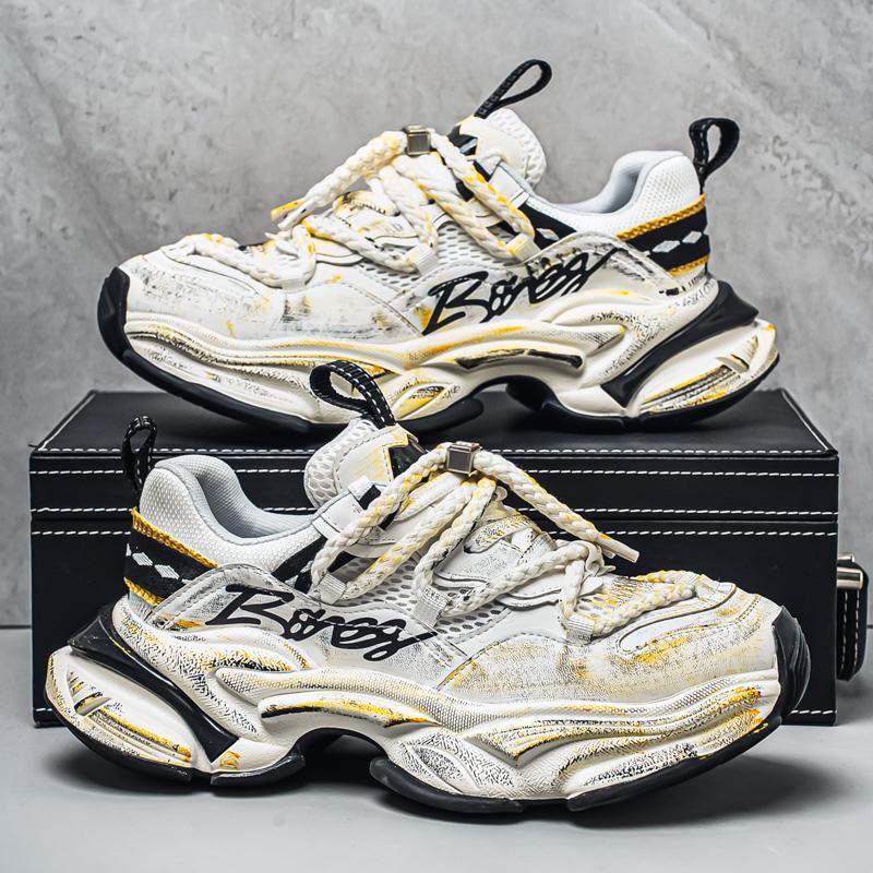 Осенние мужские дышащие кроссовки на толстой подошве, увеличивающие рост, модные беговые кроссовки 39