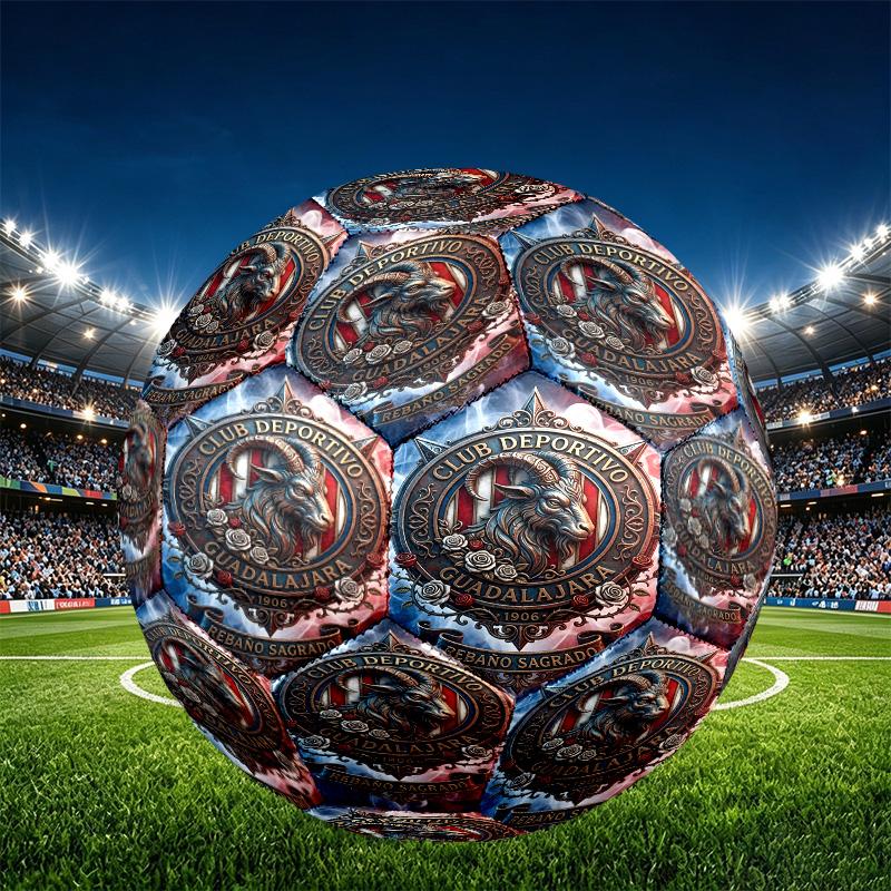 Club Deportivo Guadalajara Print Size 5 Soccer Ball, PU Wear Resistant Football for Match Training and Daily Practice, Birthday Gift for Soccer Fans
