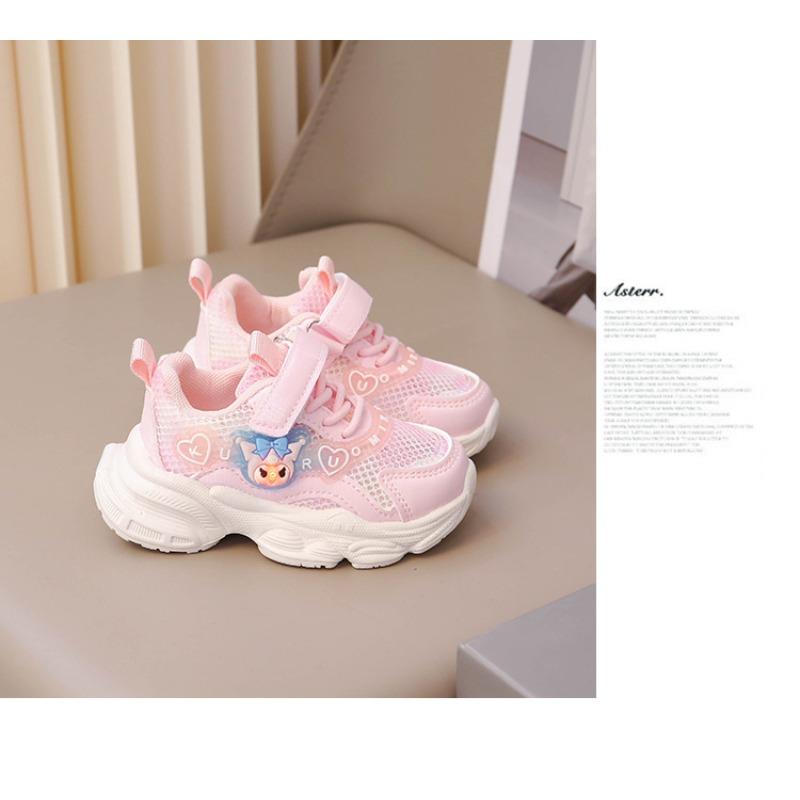 Girls Shoes Spring and Autumn Sports Shoes Foot Stepping Lamp Mesh Children Baby Breathable Mesh Shoes Casual Shoes Medium and Small Children