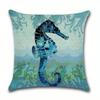 Sea Creatures Turtle Seahorse Starfish Jellyfish Pattern Cushion Cover Suitable For Sofa Bedroom Car Pillow Cover