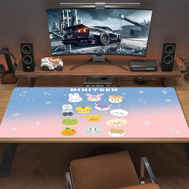 Kawaii Character Stickers Large Size Mouse Pad Large Gaming Table Cushion Nonslip Laptop Tablet Big Mousepad Xxl Mat Mini Pc Playmat With Lock Edge