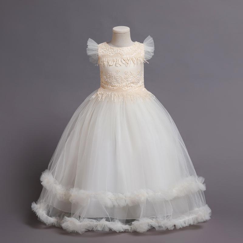 

Розовое атласное хлопковое платье принцессы для девочек - Европейский и американский стиль, всесезонная носка, в наличии 140 cm