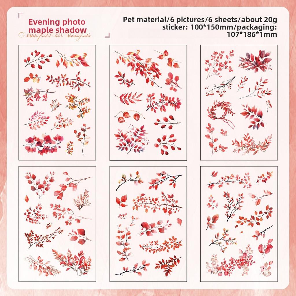 6Sheets Branches Leaves Stickers Embelishment Collage Stickers Plant Flowers for Scrapbooking Junk Journal Diary Stickers
