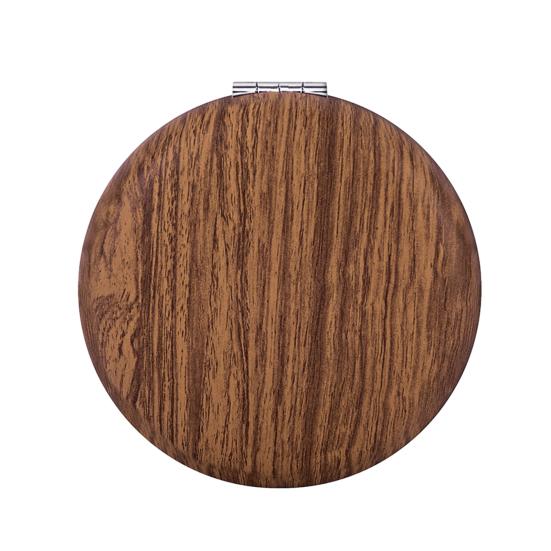 Wooden Grain Handheld Makeup Mirror Portable Travel Double-sided Vanity Mirror темно-коричневого