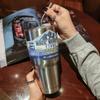 30OZ Travel Stainless Steel Tumbler with Magnetic Lid Insulation Thermos Cup with Straw Mug Car Cold Drinking Cups