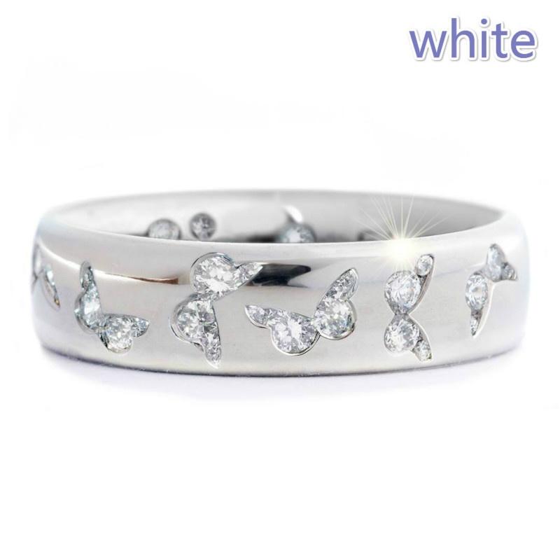 

Изысканный серебряный цвет, женские модные двухцветные кольца с бабочками из белого и синего камня для женщин, невесты, обручальные свадебные украшения 10