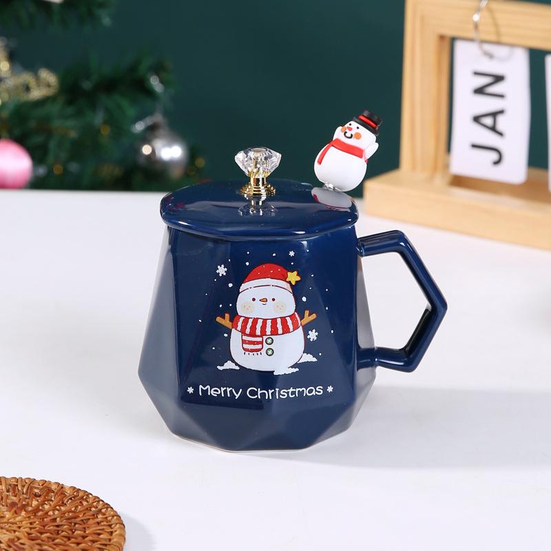 

Christmas Creative Water Cups, Christmas Ceramic Cups, Christmas Tree, Snowman, Santa Claus Mugs, Coffee Cups, Festival Gift 400ml синий