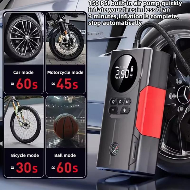 Double Purpose Car Air Compressor Jump Starter And Digital Tire Inflator With 800A Current For Automotive Emergency Use