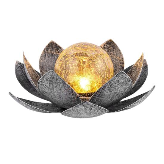 

Солнечная лампа Lotus Light, автоматическое включение/выключение IP55, водонепроницаемый беспроводной дизайн, солнечная садовая лампа, украшение для лужайки, патио, улицы серебряный