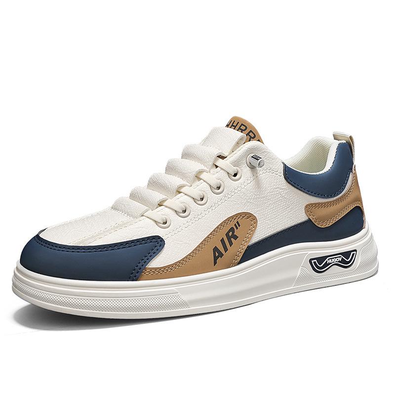 

Contrasting color casual board shoes men s spring and autumn new leather surface low-top foot cover one pedal trendy shoes student sports shoes 44