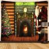 Merry Christmas Santa Claus Fireplace Print Pattern Tapestry Home Living Room Bedroom Decoration Background Cloth Tapestry