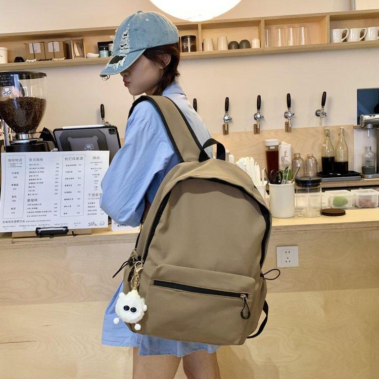 Schoolbag Korean version girl light solid color simple small schoolbag women large capacity junior high school high school students computer backpack