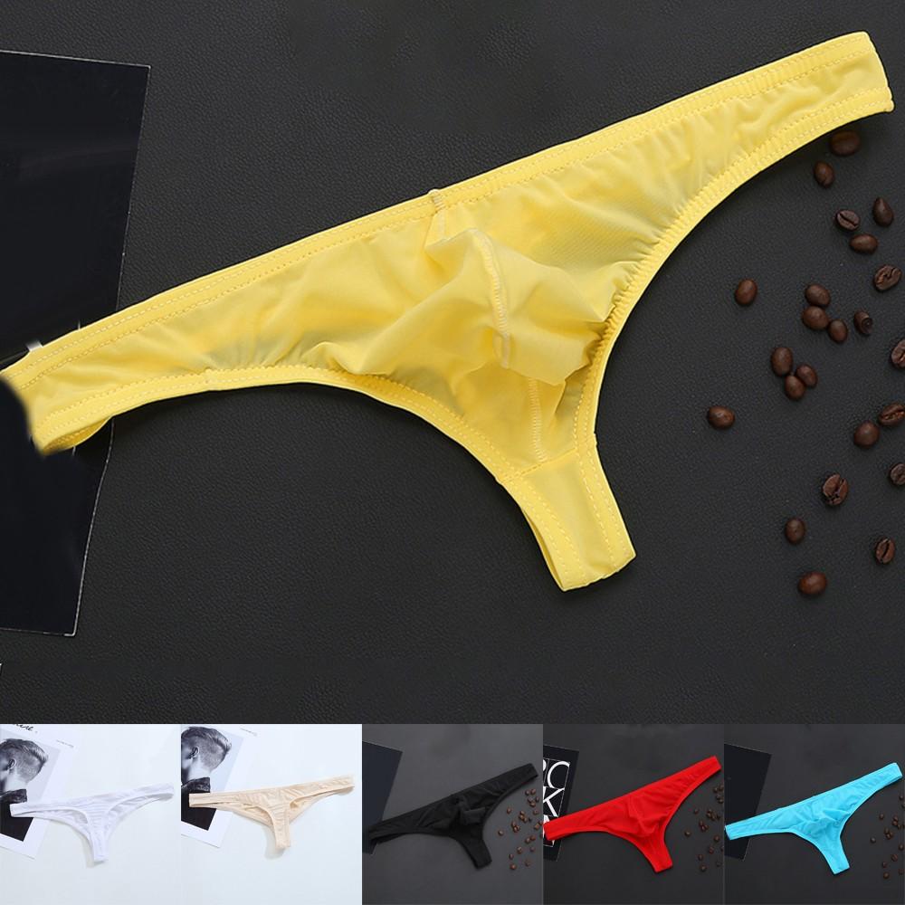 Men Sheer Thong Underwear Low Rise Stretch Bikini G-String T-Back Sexy Briefs