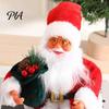 Traditional Santa Claus Figure Plush Figurine, 11.81 Inch Christmas Sitting Fabric Shelf Sitter Decor Doll for Holiday Home Decoration And Festive