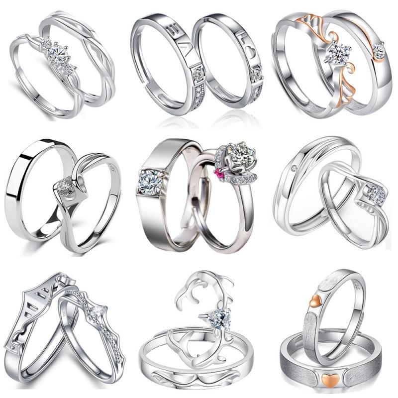 Open Couple Ring Silver Wedding Qixi Festival Valentine's Day Ring Wedding Pair Wedding Ring Living One Generation
