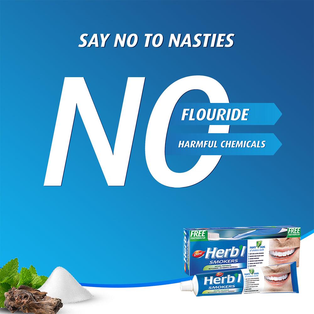 ForSmokers Toothpaste + FREE Toothbrush Dabur Herb'l