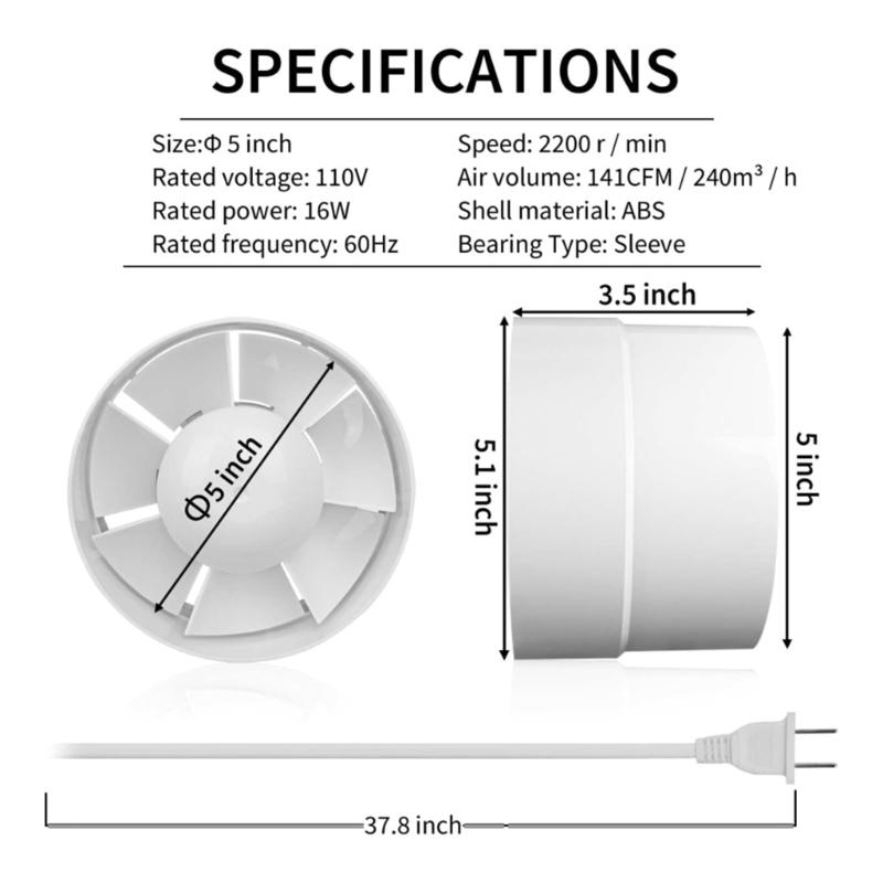 Quiet Ventilation Fan Powerful Ventilation Fan for Kitchens Bathrooms Offices & Restaurants Efficient Moisture Control