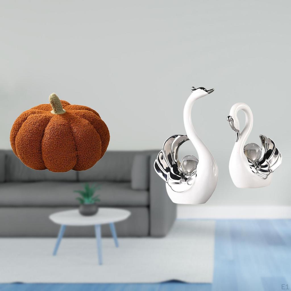 Enchanting Pumpkin Swan Pillows And Elegant Figurines for Living Room Bedroom Sofa Bed Table