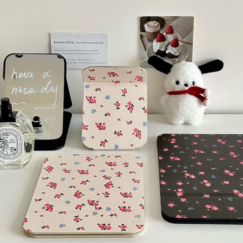 Portable Girly Floral Folding Makeup Mirror for Travel & Dormitory