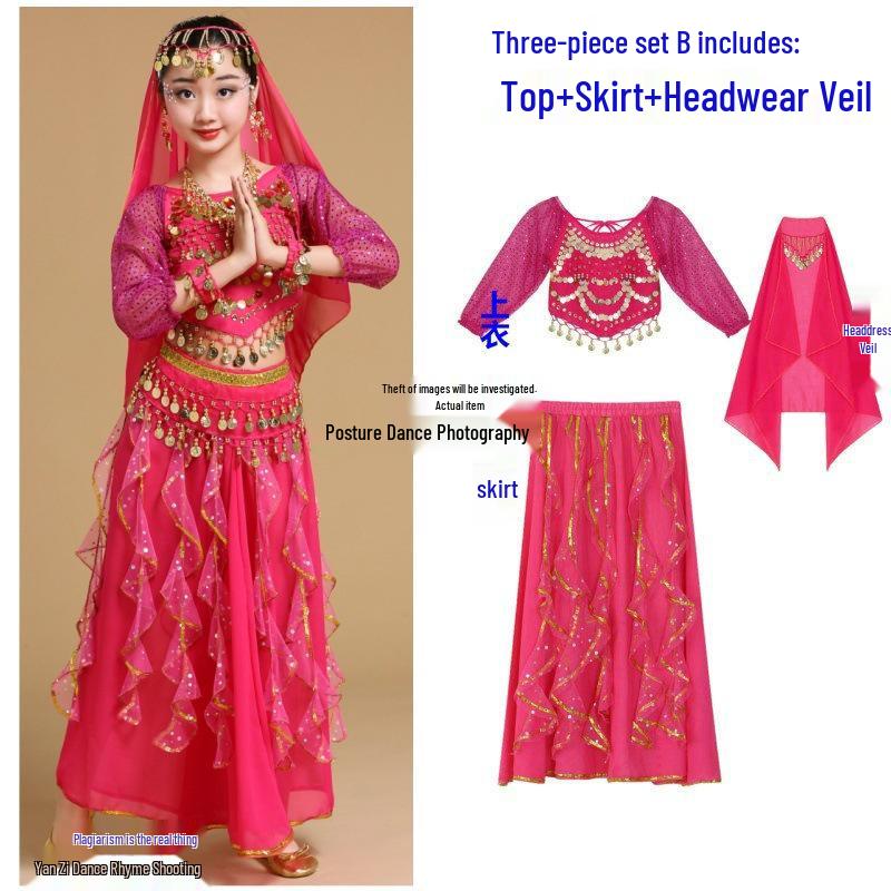 Disfraz de Espíritu Conejo de Jade - Demonio Femenino Traje de Actuación Infantil de Danza India