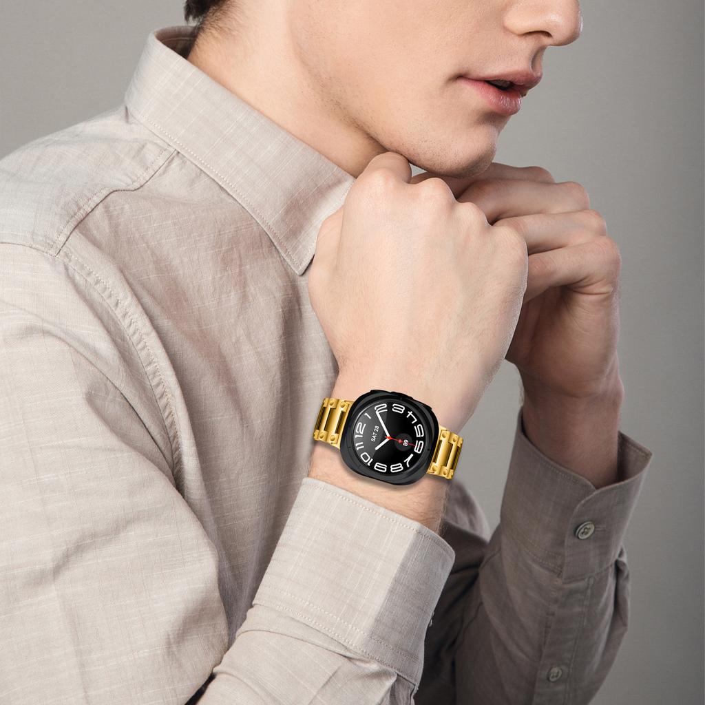 Für Samsung Galaxy Watch Ultra 47mm Edelstahl Uhrenarmband Schnallendesign Armband