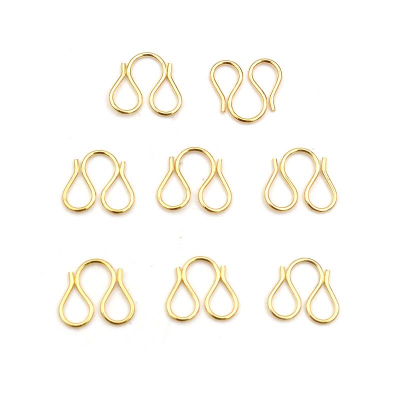 30Pcs Stainless Steel Gold Color W Shape End Clasps Hooks Chain Connectors For Bracelet Necklace DIY Jewelry Making Supplies