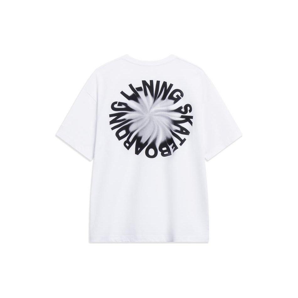 Li Ning Skateboard Series Logo Print Round Neck Loose Couple Sports Short Sleeve T-Shirt Unisex Tops AHST087-1