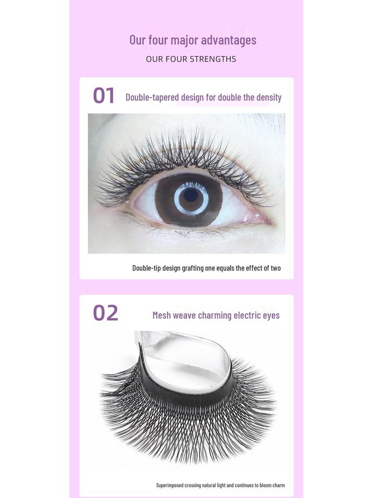 0.07Y-Typ Geklebte Wimpern: Verwicklungsfrei, Verwurzelt, YY Love Webweben, Florale Bepflanzung.