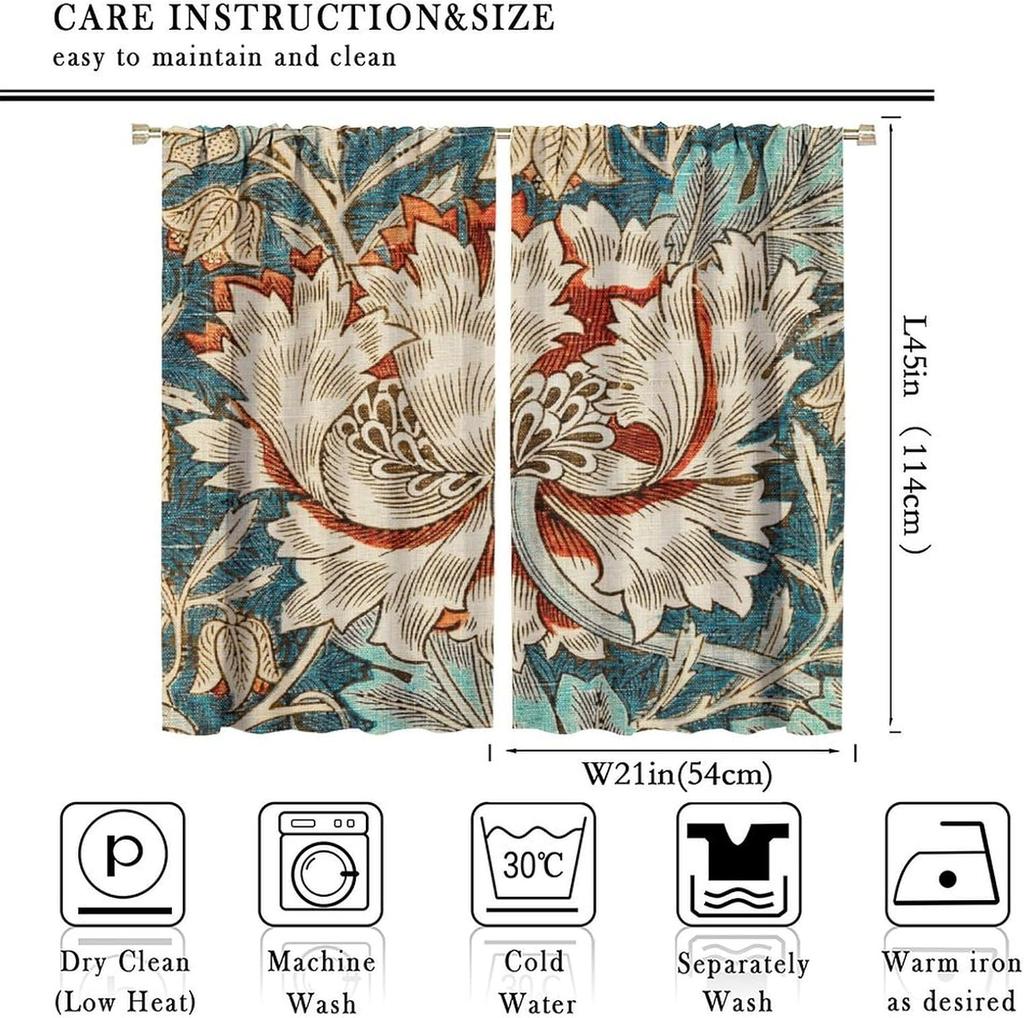 William Morris Rostlinné Květinové Zatemňovací Okenní Závěsy   Boho Vintage Rustikální Květiny Styl Umění William Morris Okenní Závěsy   fo