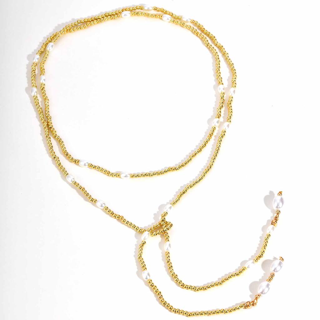 Boho Layered Long Necklace for Women, Turquoise Pearl Beaded Pendant, Sexy Y-shaped Chest Chain Necklace Statement Jewelry