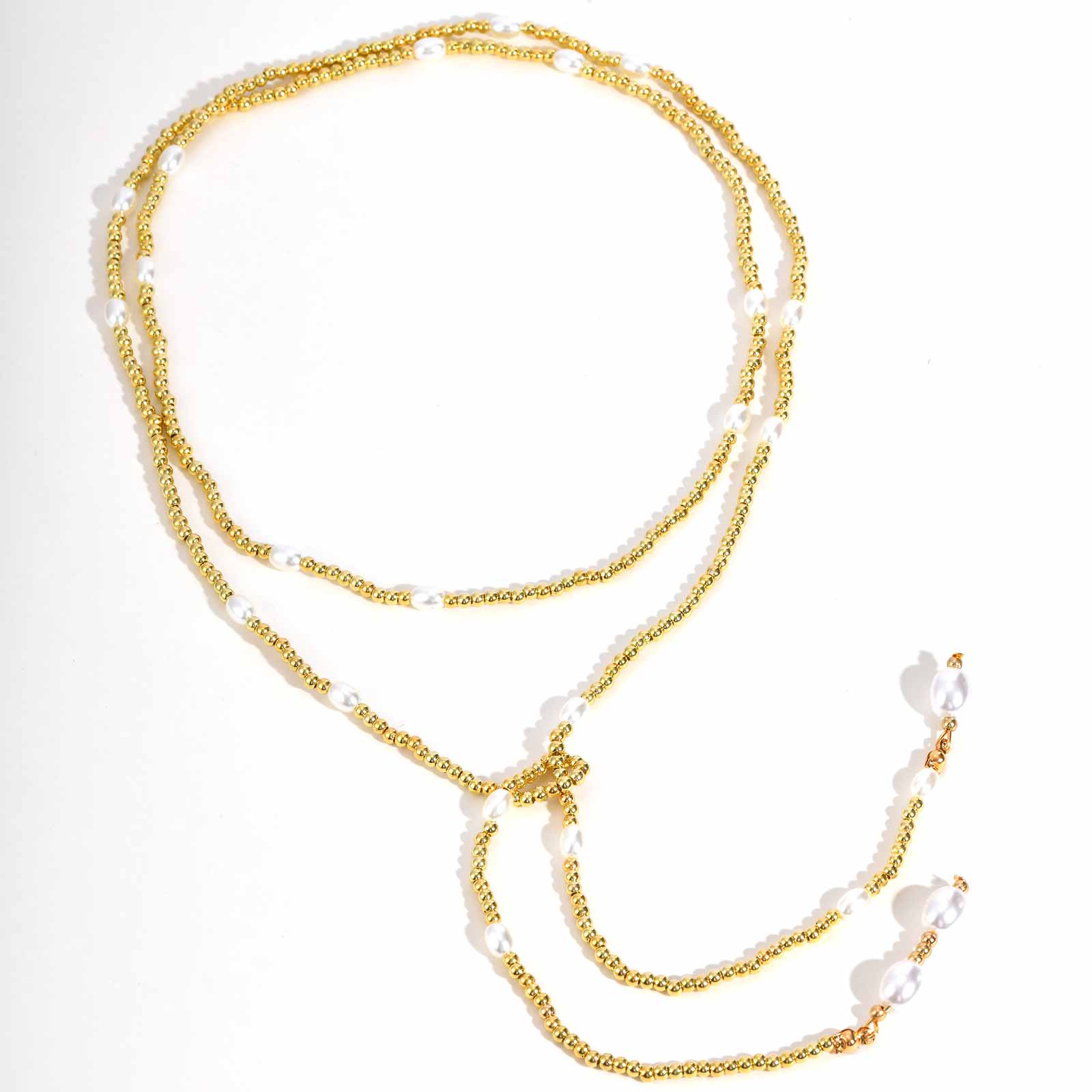 

Boho Layered Long Necklace for Women, Turquoise Pearl Beaded Pendant, Sexy Y-shaped Chest Chain Necklace Statement Jewelry