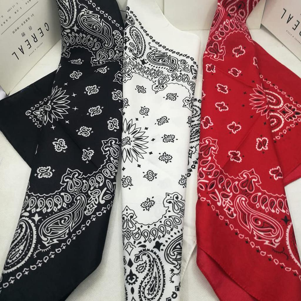 Trifong Bandana White Paisley Adult Bandana Men's Handkerchief Stylish 100% Cotton Paisley Pattern Unisex Large 55cm X 55cm White