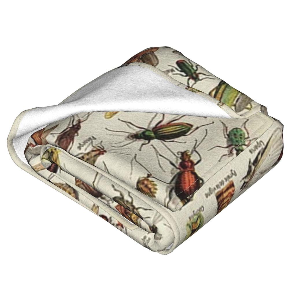 Insects Chart. Scientific Illustration, Text In French Blankets Soft Warm Flannel Throw Blanket Cover for Bed Picnic Travel Home