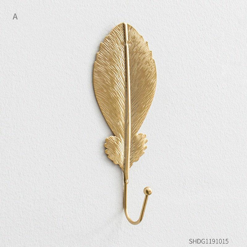 

Роскошные настенные крючки Nordic Light с золотыми листьями для подвешивания одежды, настенная вешалка без дырокола, крючок для ключей для пальто A