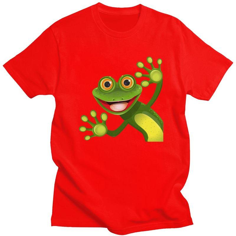 Custom Happy Frog T Shirts for Men Pure Cotton Tees Tshirt Short Sleeve Casual Tshirt Clothing