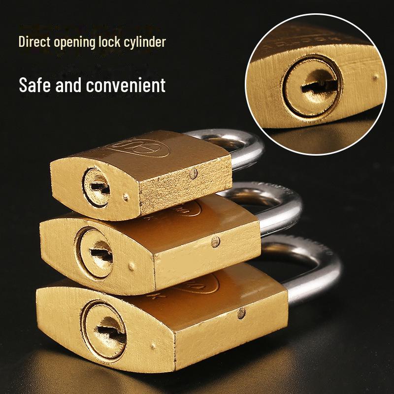 Vintage Copper Security Padlock - Universal Door Lock with Stainless Steel, Anti-Theft, Pure Copper, Chinese Style