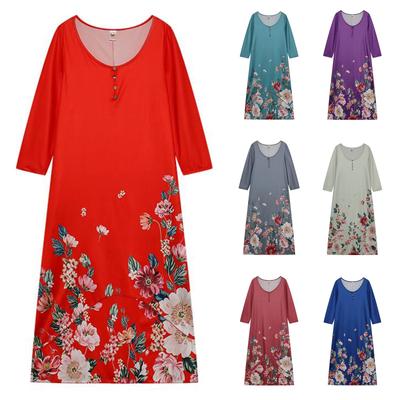 Damen-Sommerkleider, lässig, Boho-Blumendruck, langes Strand-Maxikleid mit Taschen