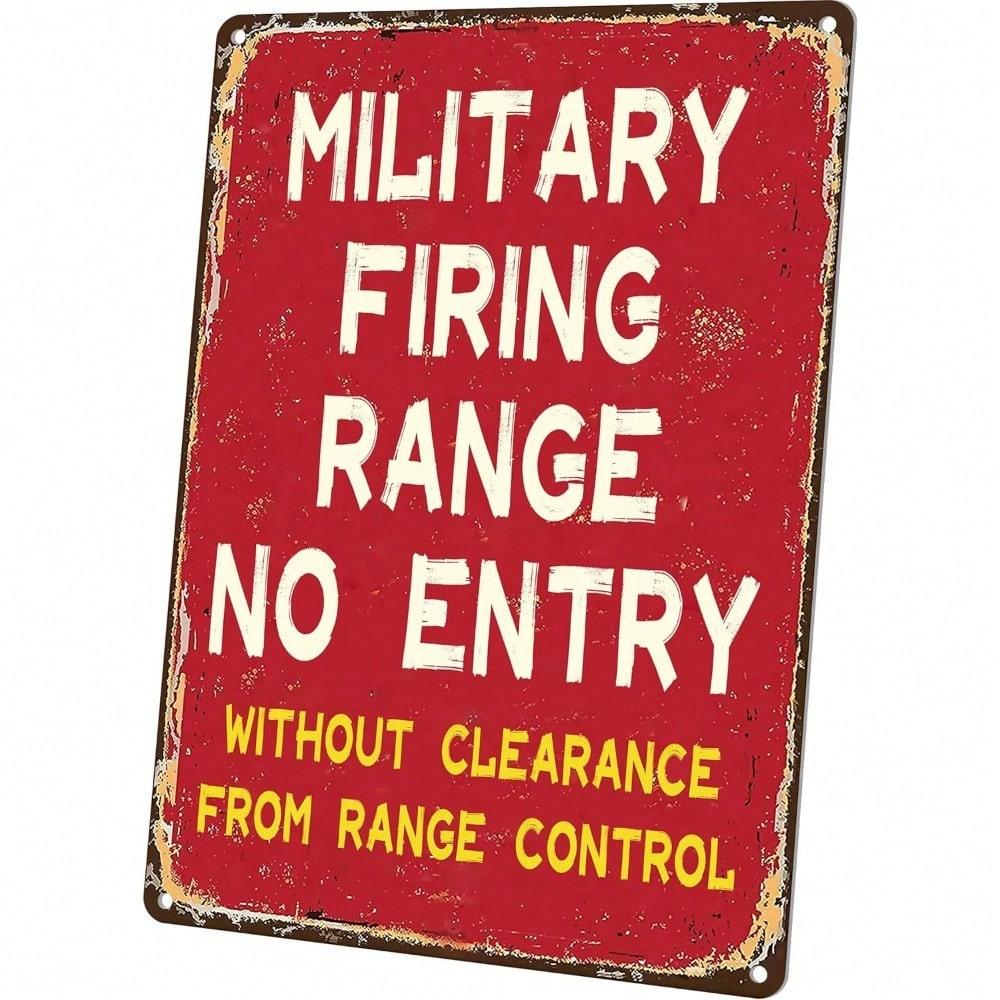 Vintage Military Tin Sign Army Decor Firing Range Metal Wall Art Man Cave 20x30