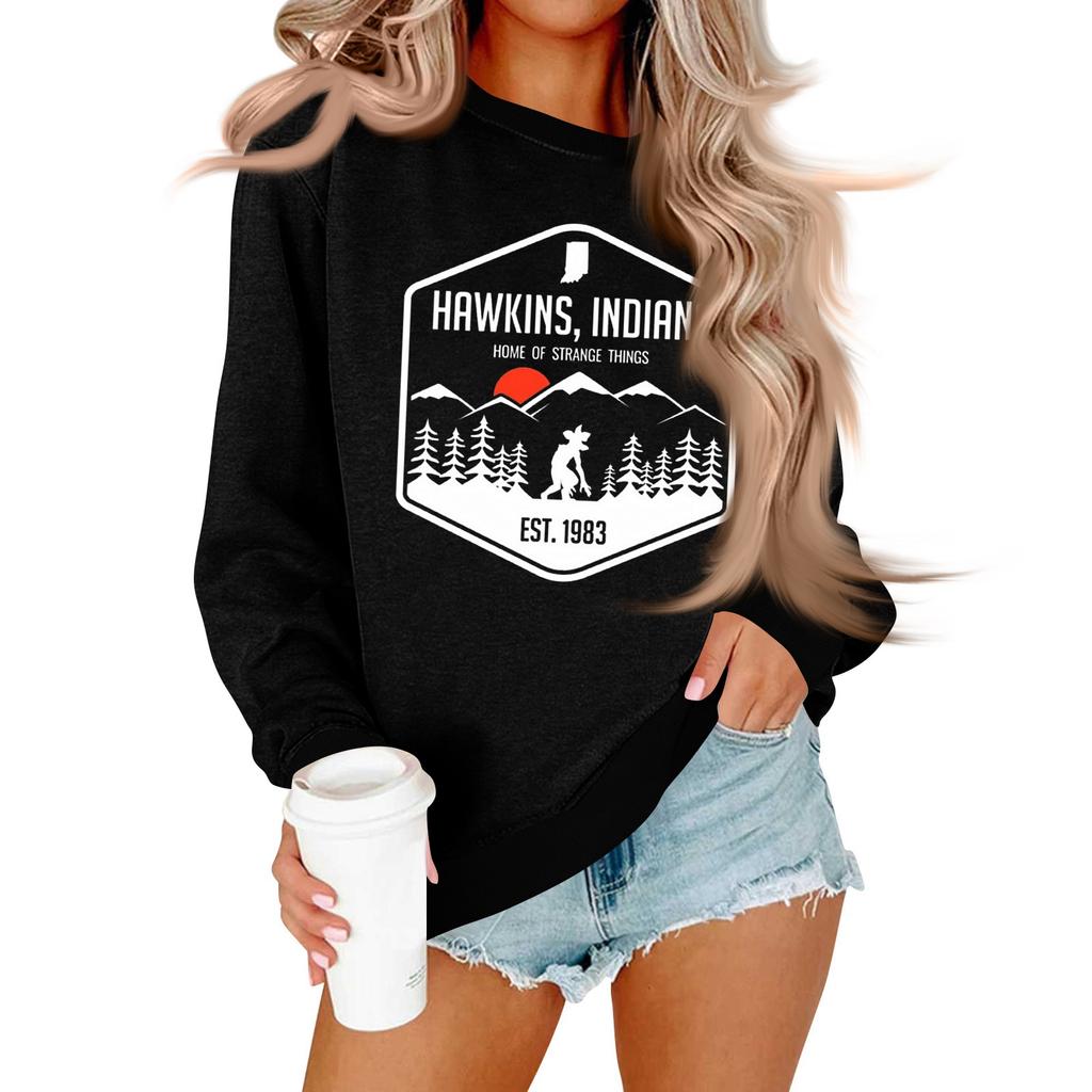 Women's And Men's Unisex Fashion Casual Long-sleeved Loose Printed Round Neck Pullover Hoodie Sweatshirt