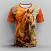 Summer Men's T Shirt 3d Horse Print Casual Crew Neck Short Sleeve Tee Oversized Clothing Animal T-Shirts Fashion Streetwear Race