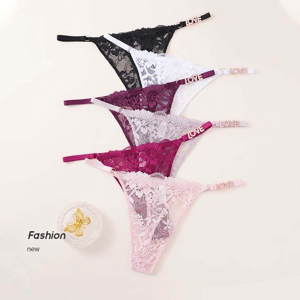 Low Waist Lace Panties Seamless Thin Belt Thong Fashion Women's Mesh Briefs Beach