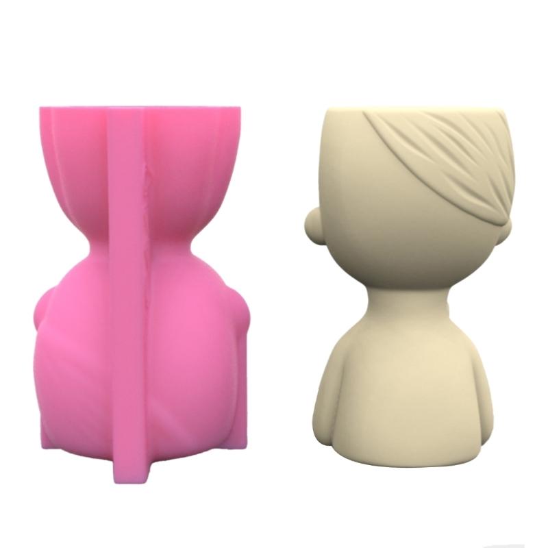 Boy and Puppy Succulent Pot Mold for DIY Concrete Flower Pots Resin Mold Pen Holder Resin Mold Desktop Decoration Home