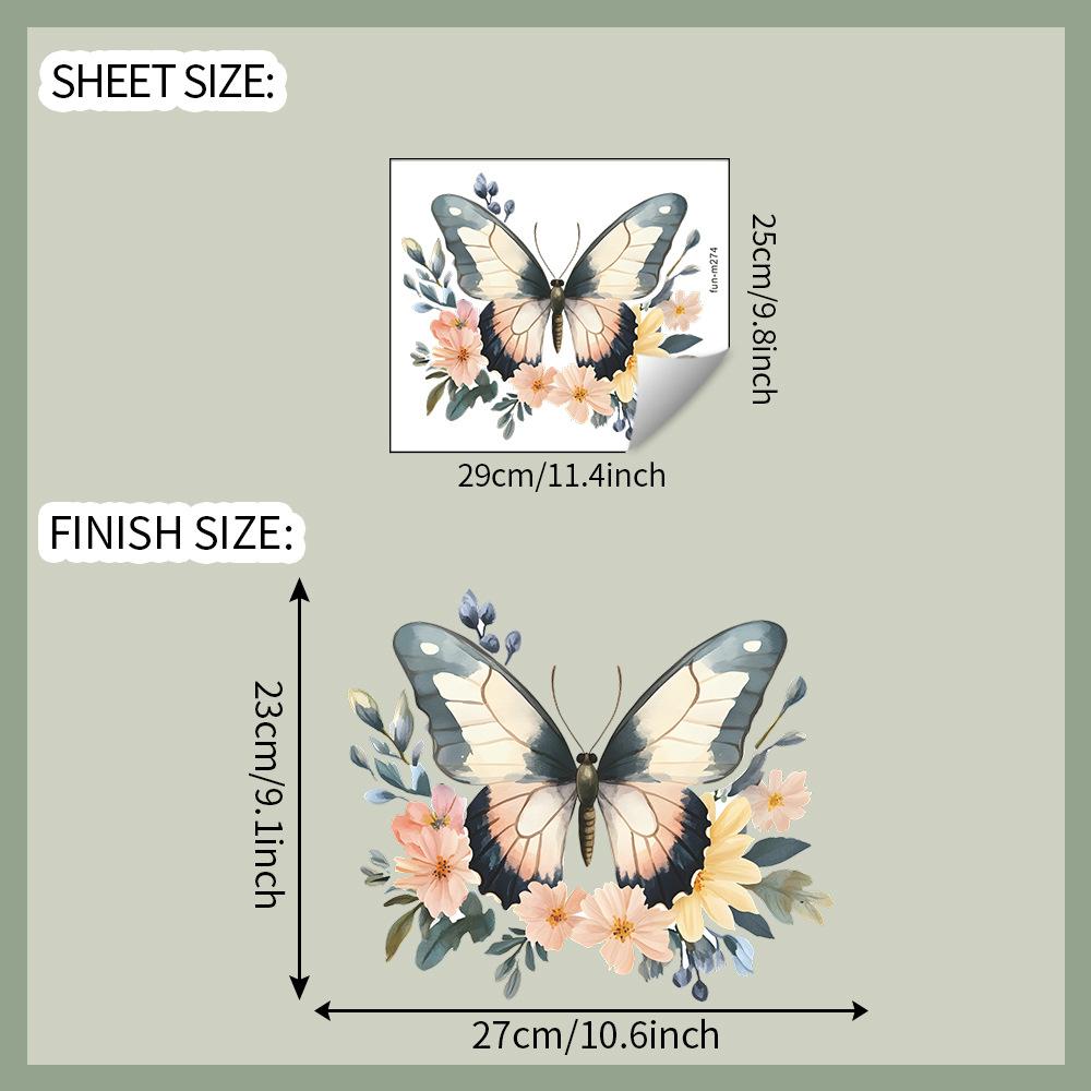 Painted Butterfly Flowers Bathroom Toilet and Toilet Stickers for Home Beautification
