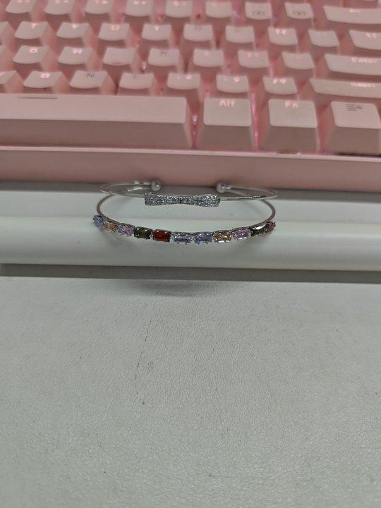 

Циркон двухслойный бант открытый браслет легкая роскошь изысканный высококлассный браслет универсальный темперамент нишевые украшения