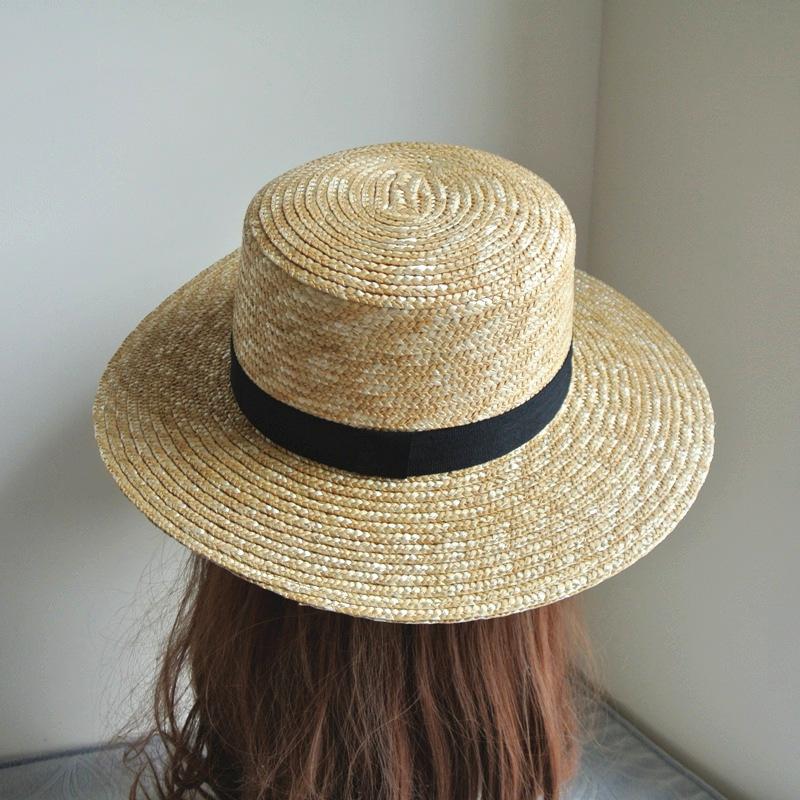 Foreign Trade Europe And The United States Summer Women'S Straw Big Eaves Wide Eaves Shading Travel Vacation Panama Flat Top Top Hat Versatile