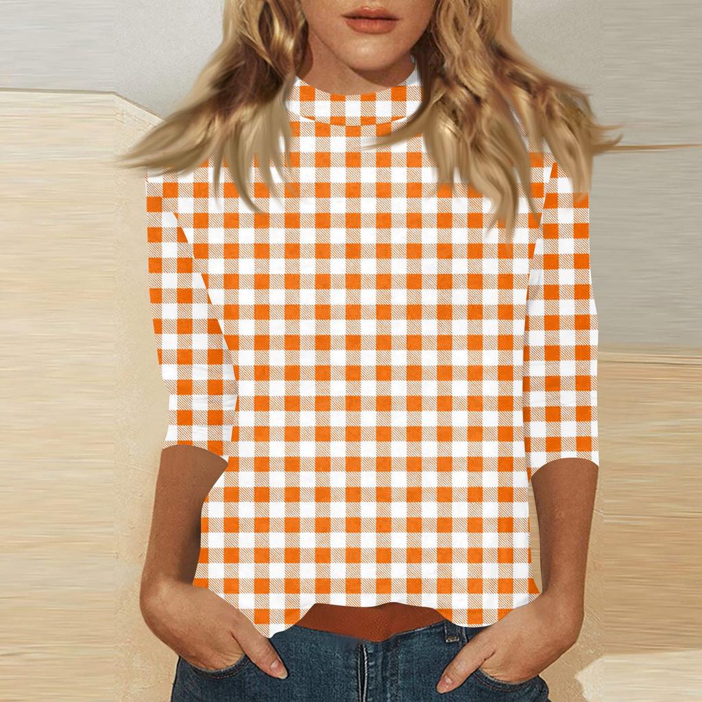 Damen Mock-Neck 3/4-Ärmel Bedrucktes Oberteil