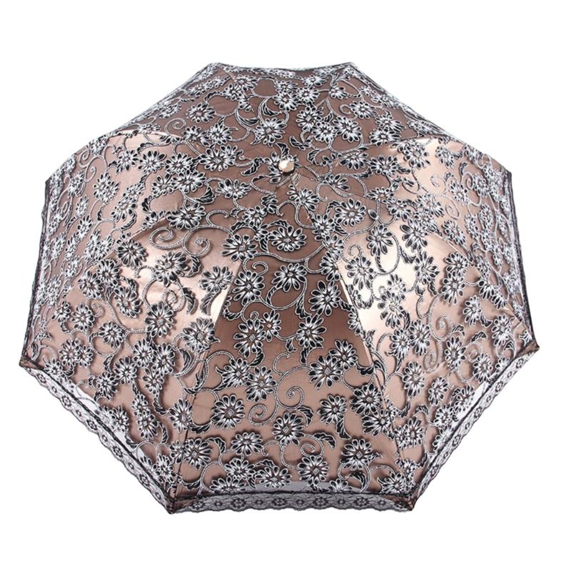 Lace Embroidery Umbrella Retro Coating 3 Folding UV Protection